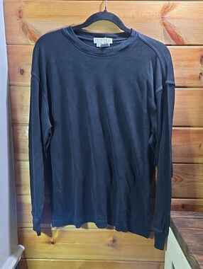 Kukki Men's Long Sleeve Crewneck Shirt - Black 100% Silk